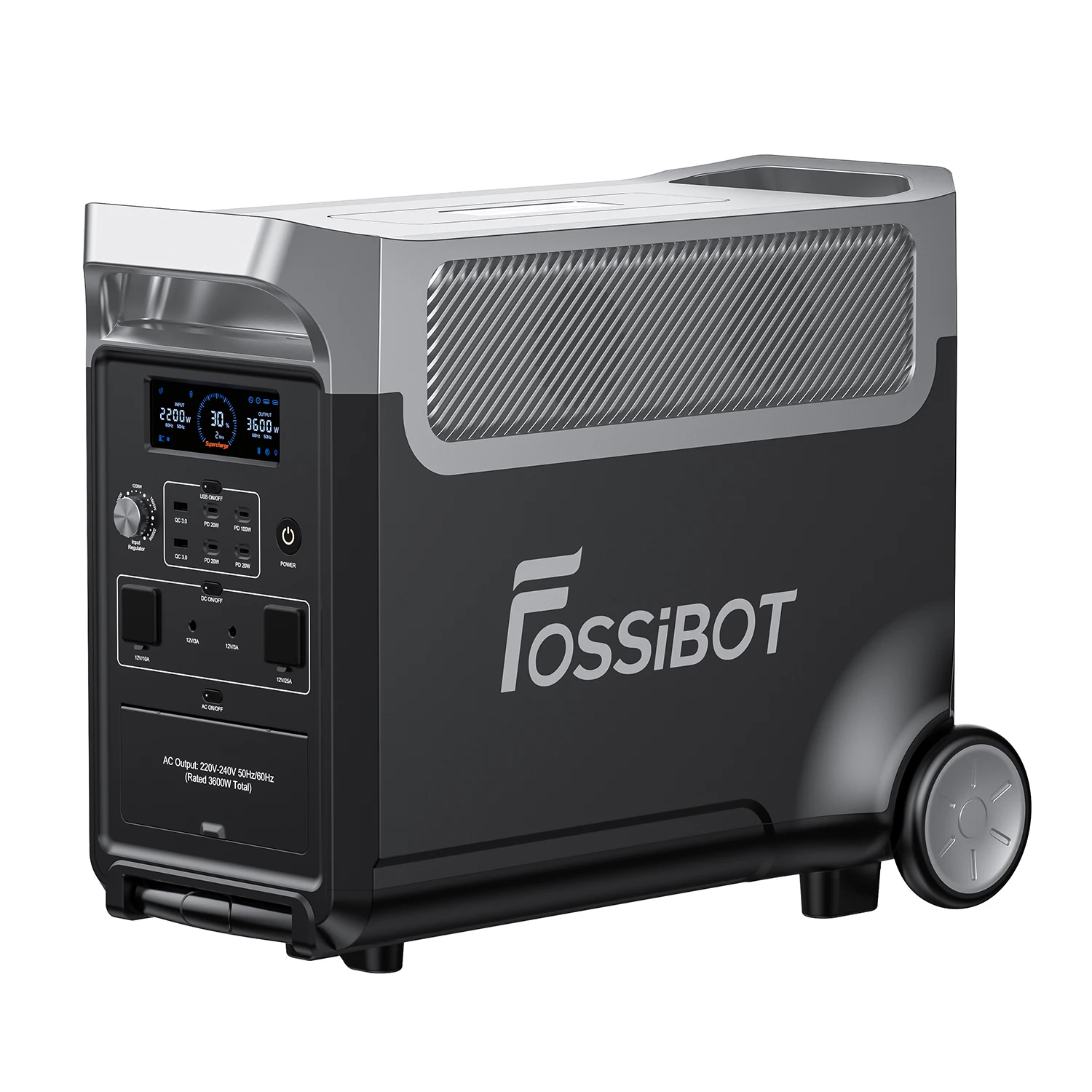 NEW FOSSiBOT F3600 Portable Power Station 3840Wh LiFePO4 Solar Generator 3600W AC Output 2000W Solar Charge With Rolling Wheels
