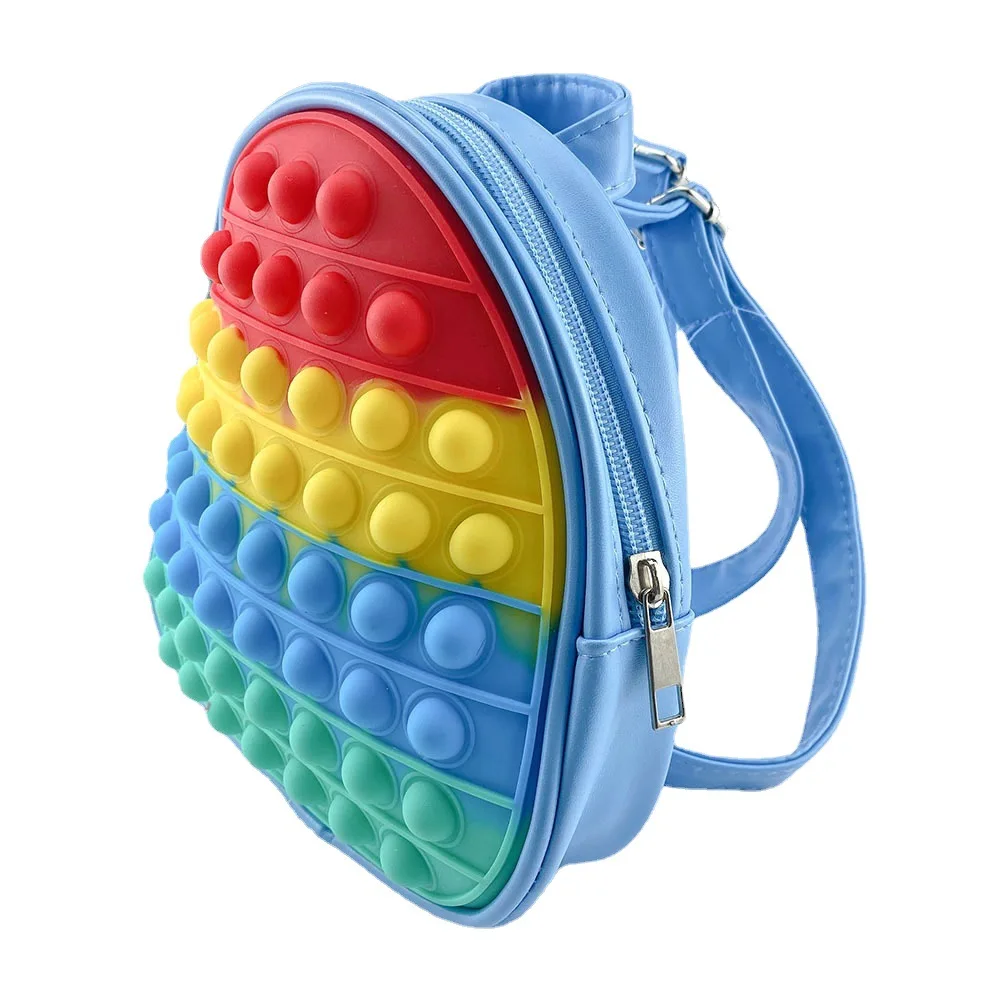 Детский Школьный рюкзак Pop it, миниатюрный водонепроницаемый силиконовый ранец для детей, сумка на плечо, игрушка (1600430334648)