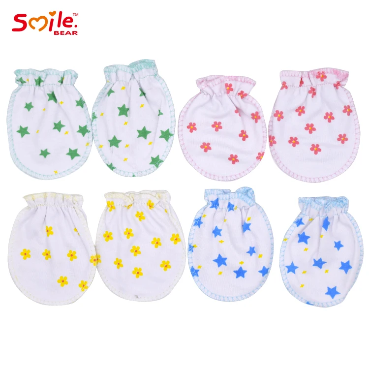 Smile Bear Newborn Baby Girls Boys Protection Face Anti Scratching Soft Cotton Baby Gloves