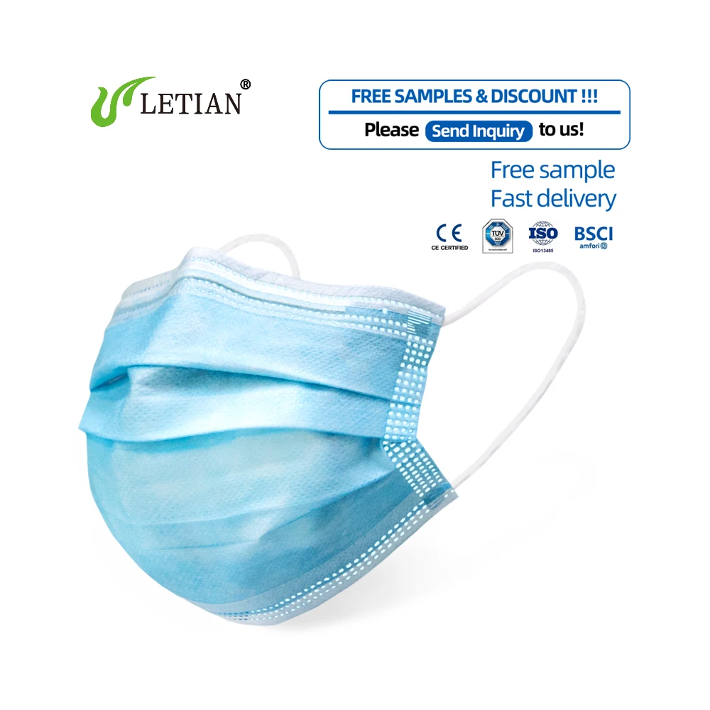Letian Ce Surgic Maskss Fabric 3Ply  disposableBlue kids n95mask Medical Surgical  mask