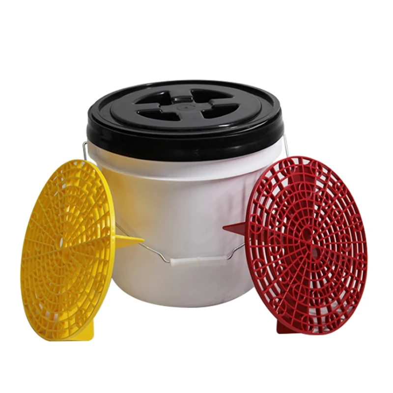 Wholesale Portable 3 Gallon Plastic Clear White Car Wash Pail Cleaning Bucket With Gamma Lid and Filter