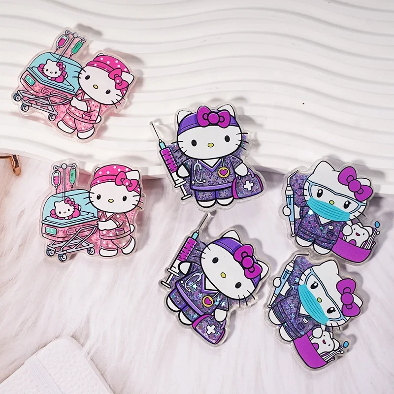 Glitter KT Cartoon acrylic badge Plastic Nurse Accessories Badge Holder acrylic flatback for badge reels Medical Scrub Name Card