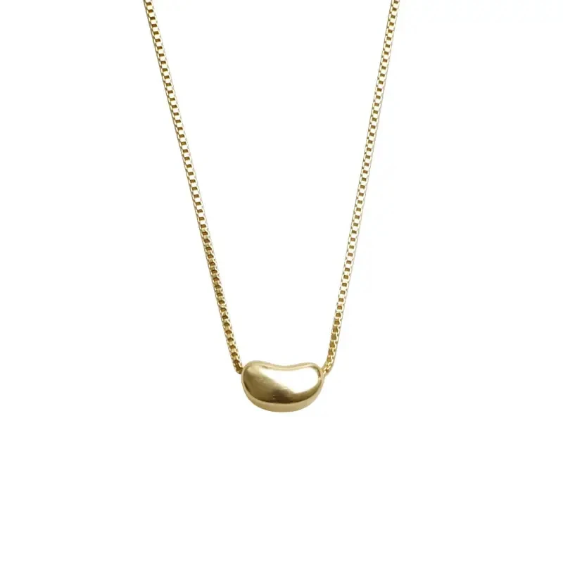 2024 New  Fashion  Brass Fancy  Charm Collarbone Acacia Coffee Bean Pendant Necklaces Initial 18K Gold Plated  Chain for Women