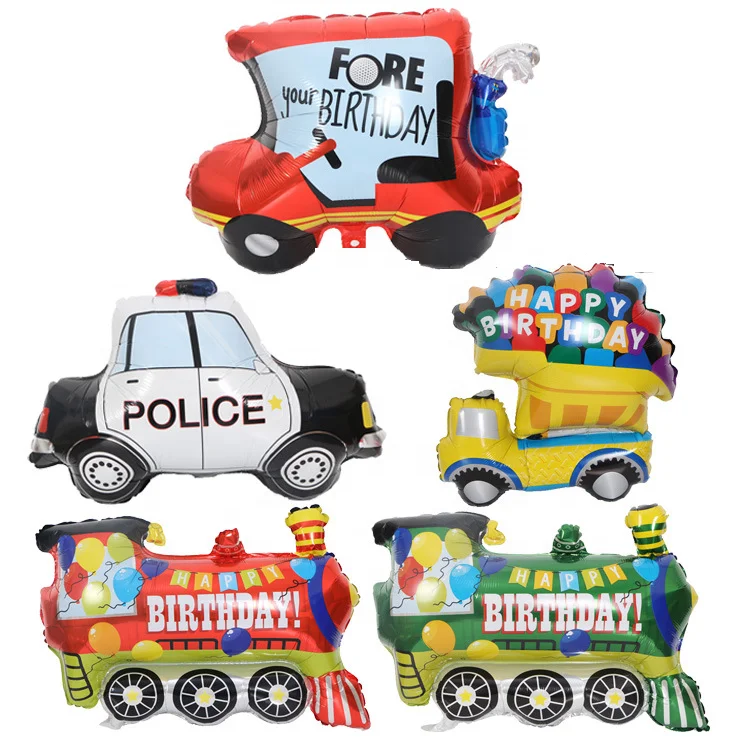 Vehicles car balloon police car truck train engineering car aluminum balloon baby birthday party decoration