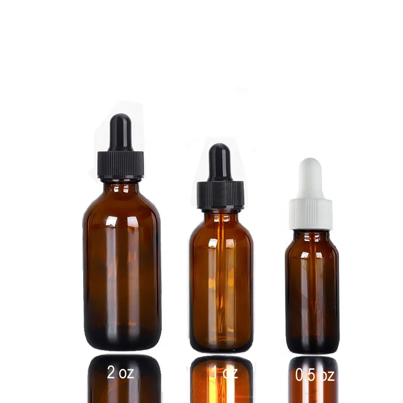 1oz 2oz 4oz оптовая продажа янтарная бутылка капельницы эфирного масла Бостонская круглая стеклянная (GBD01-A)