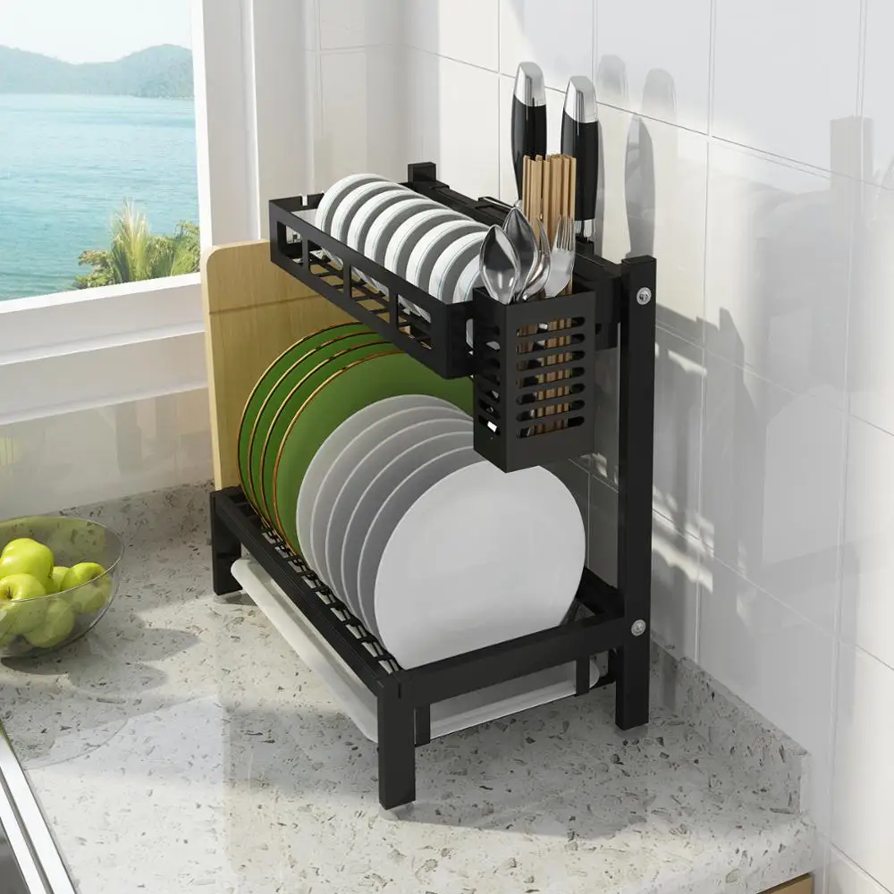 
2-3 Tier Standing Rack Kitchen Countertop dish drying rack adjustable distance Storage Organizer 