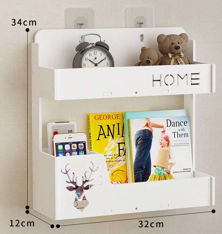 Wall Mounted Shelves Set Hanging Home Decor Rustic Metal Kitchen Rack Book Magazine  Storage Wood Floating Wall Shelf