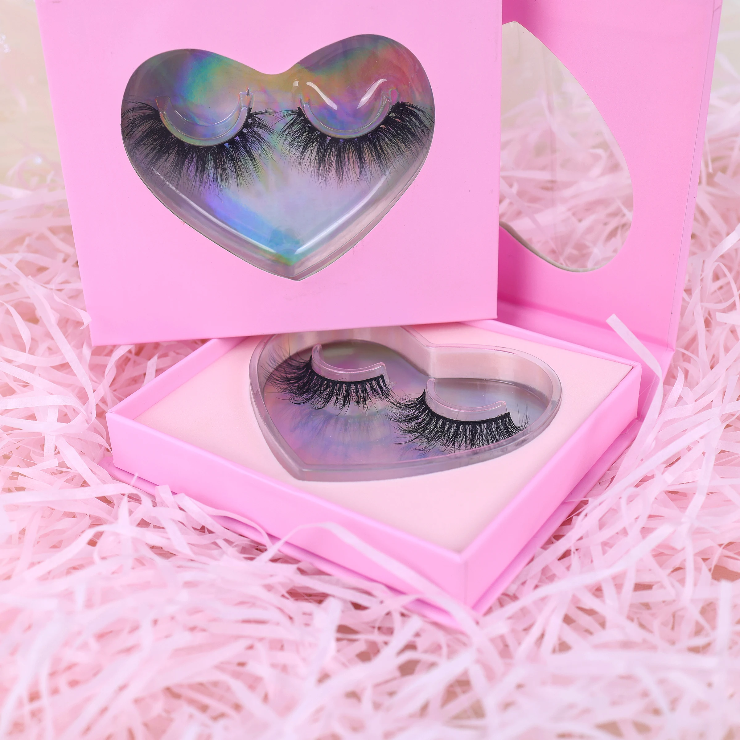 Own brand Customized Logo lashes box laser holographic eyelash box 3D multi-color lash packing box