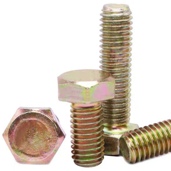 Color Zinc Full Tooth Hexagon Bolts DIN933 High Strength Full Tooth Bolts M8-M20 Full Thread Zinc Plated Hex Bolts