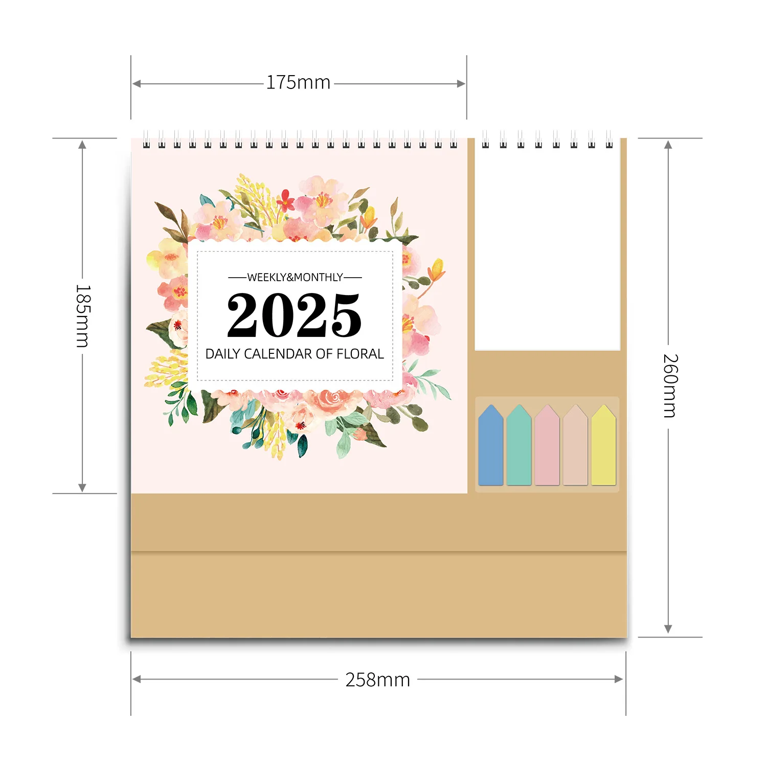 2025 Desk Calendar Daily Monthly Calendar Flip Stand Desk 12 Months Desk Table Calendar with Sticky Notes for Home Office