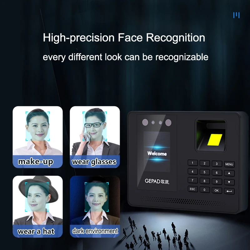Gepad Employee Time Recording Device Biometrics Face Recognition Fingerprint Attendance Machine for Office Factory