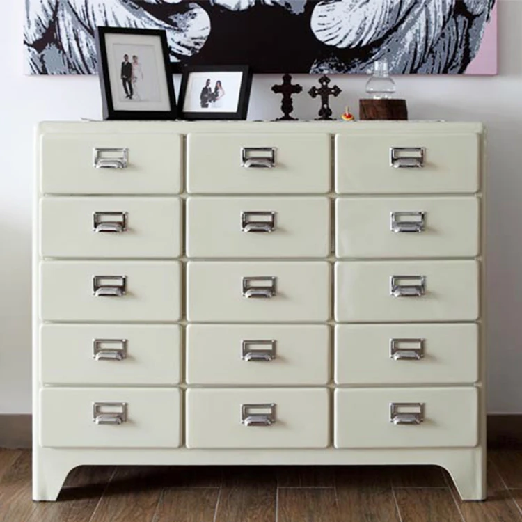 Modern style antique hall decoration furniture multiple drawers sideboard cabinet metal design