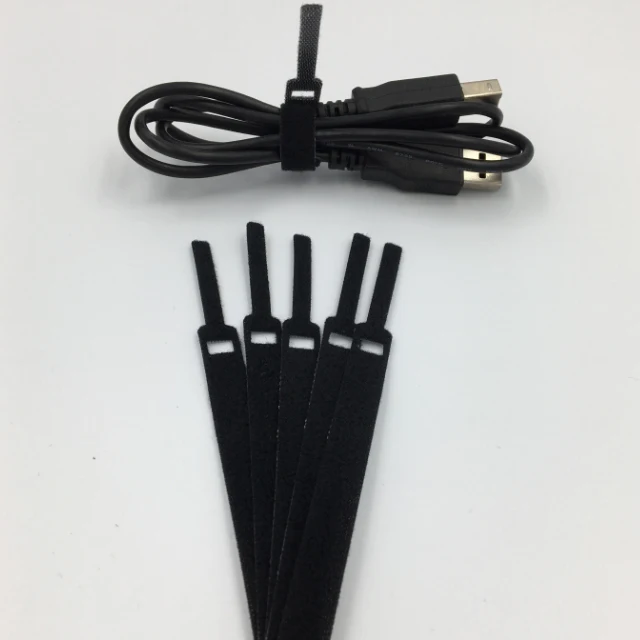 Customized Color and Size Nylon Cable Strapping Soft Fabric Needle-Shape molded Hook And Loop Strap Cable Tie