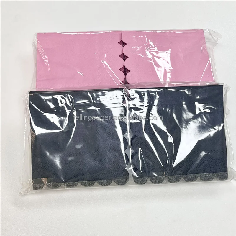 Customized Manufactured Company Disposable Colored Paper Napkins White Brown Black Bar Logo Pack Style Pink Dinner Napkins