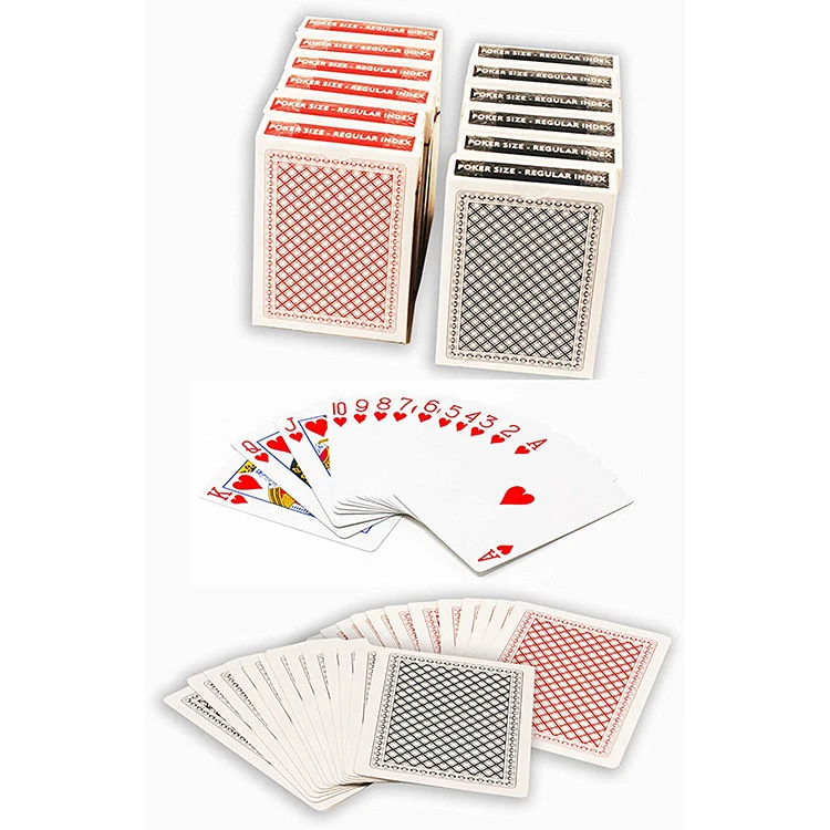 Durable and easy to shuffle 12 decks paper playing cards value pack with plastic coating