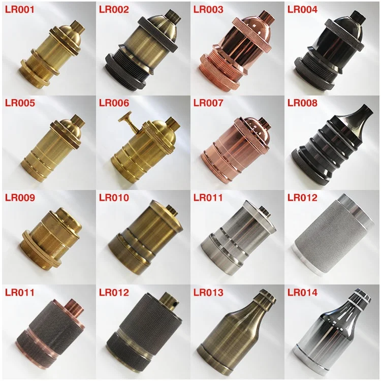 Vintage Brass Holder Socket Light Retro Edison Bulb Wall DIY Lamp Base E26 E27 Fittings Parts