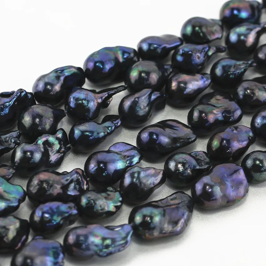 15x20mm large huge fresh water real nucleated big baroque freshwater black pearls