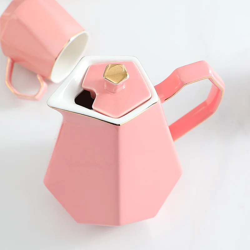 MAIMAI Home hotel restaurant use luxury gold rim afternoon tea pot tea cups set turkish green ceramic tea set