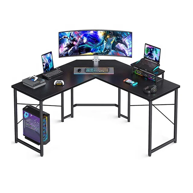 Height adjustable gaming compute table l shape