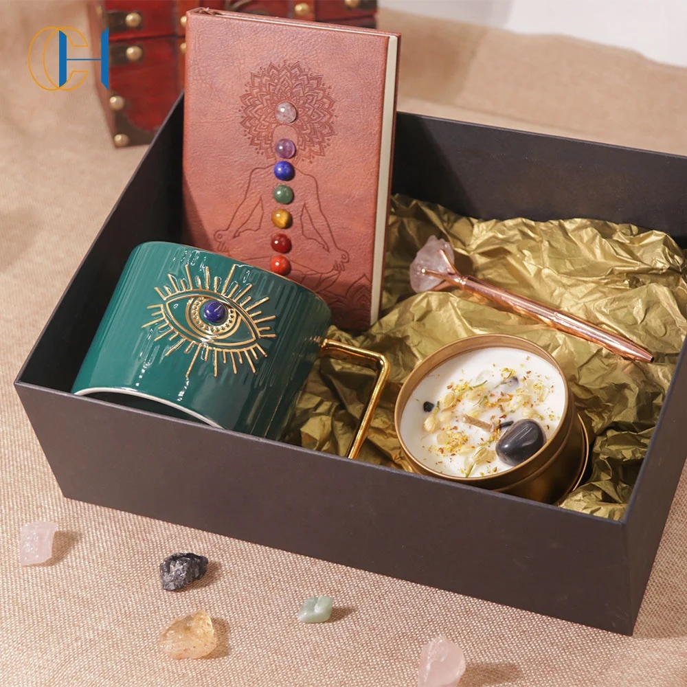 Natural Tumbled Stone Crystal Pendant Healing Energy Spiritual Products Gifts Set Kit for Women healing crystal candle