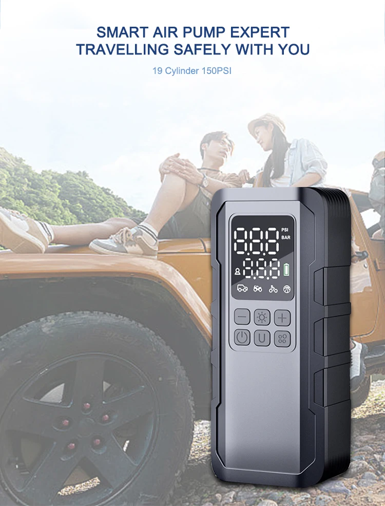 NEWO 150PSI Car Tire Inflator with Fast Inflation Air Hose and digital software with Auto Stop strong battery built-in Air Pump