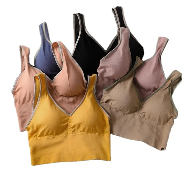 Wholesale Fashion Solid color bralette Seamless U Back black padded camisole seamless bra