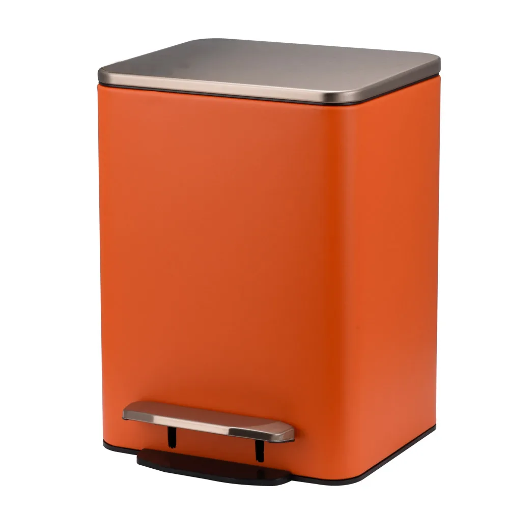Luxury 12L 15L orange rectangular household hotel marble foot pedal trash can wast bin