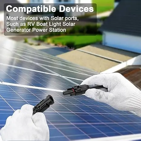 3 Feet 10AWG Solar Extension Cable with Solar Panel Female and Male Connector Solar Panel Adapter (3FT Red + 3FT Black)