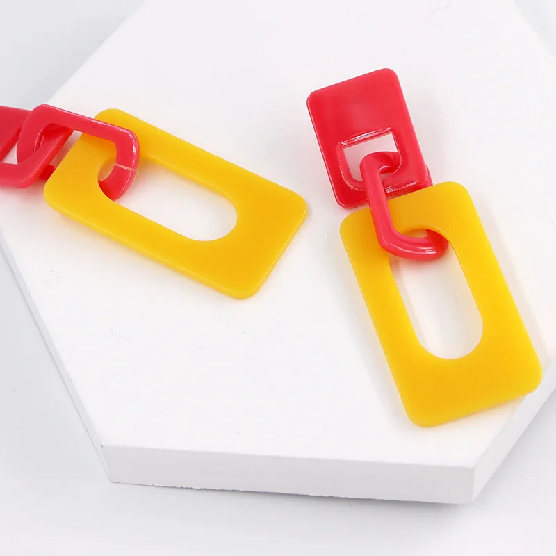 European style popular new exaggerated fashion color acrylic geometric stud earrings women earring 2023 wholesale