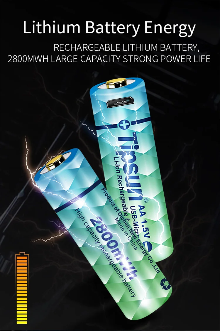 Высокая емкость usb 1 5 v аккумуляторная батарея aa 2800mWh Размер
