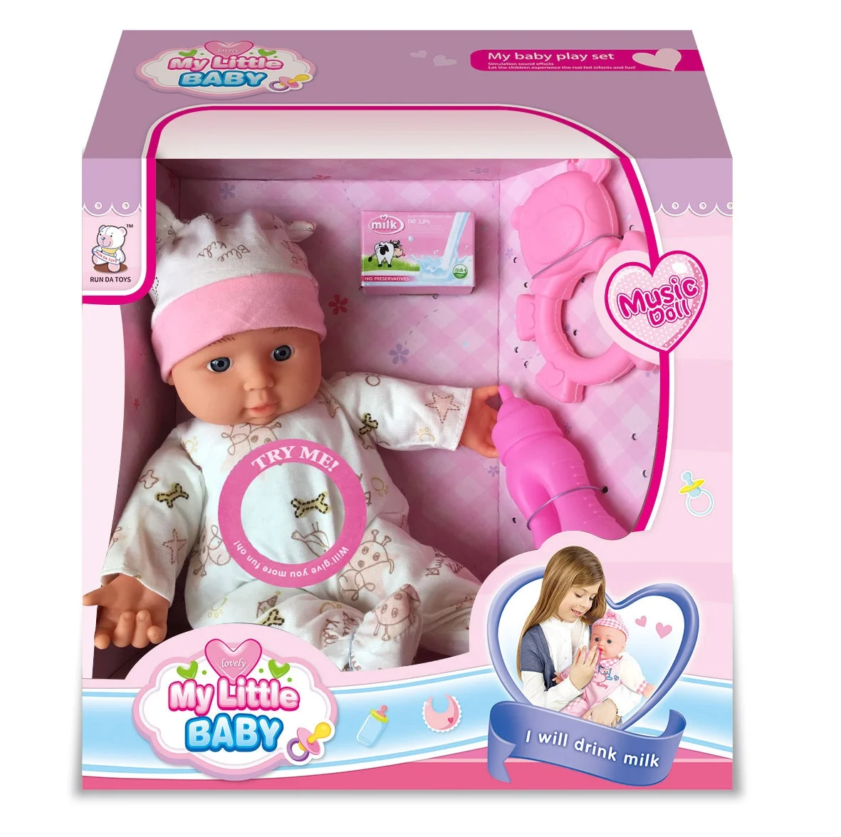 Cute 12 inch musical baby doll play set sound of music dolls with ic