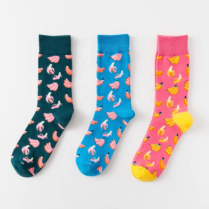 Wholesale custom logo compressed stockings comfortable cotton soft dress fruit sport socks