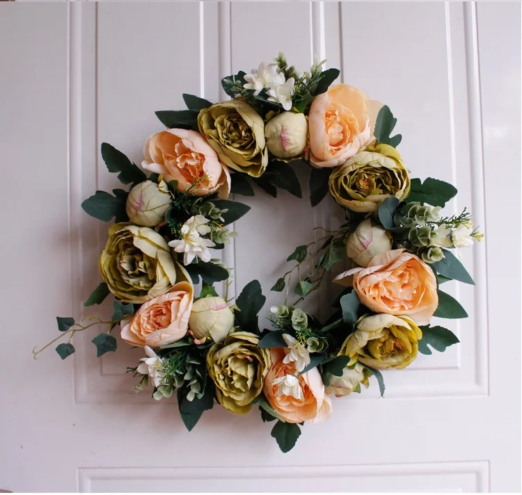 Z217 Wholesale wedding home decorative door wreath artificial flowers decoration for wreaths