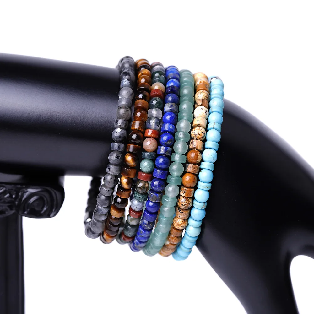 European American Fashion Accessories Amethyst Yoga Bracelet Colorful Stone White Pine Lapis Bracelet for Women Girls