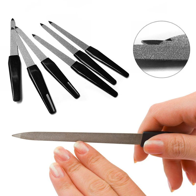 Manicure Pedicure Scrub Nail Arts Tools Thick Professional Stainless Steel Nail File Buffer Metal Double Side Grinding Rod