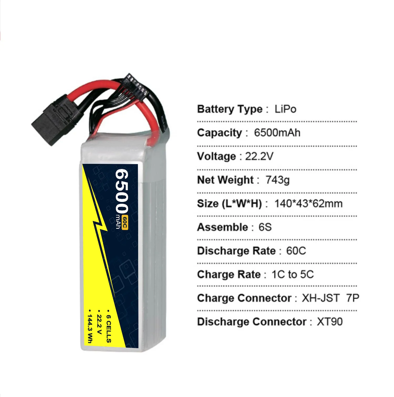 Lipo Lithium Ion Pomer Hard Case 22.2V 6S 6500mah 60C Car Toys Rc Toys Balance Charger Rc Battery Power Tools