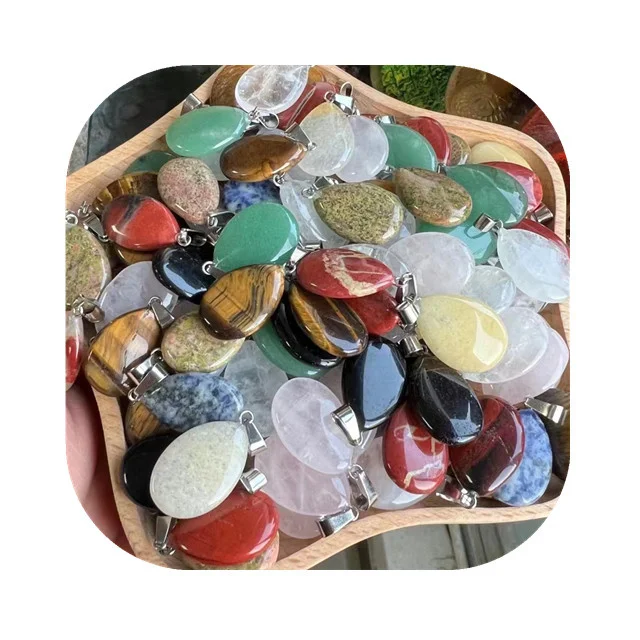 crystal jewelri Semi-Precious STONE CRYSTAL Water drop shaped natur mixed quartz crystals pendants for gift