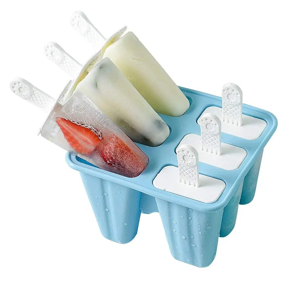 Amazon hot sale 4/6 Pieces Ice Cream Tool Silicone Popsicle Molds Ice Pop Molds Reusable Ice Pop Maker