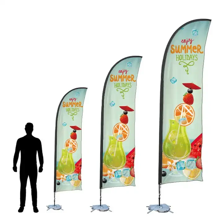 Totem outdoor advertising beach feather flag with portable pole stand