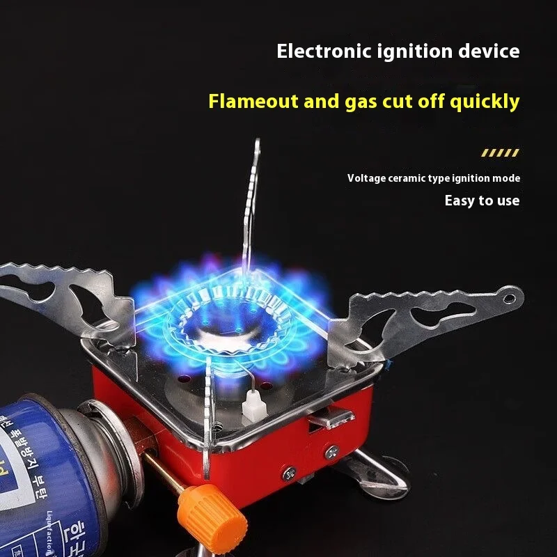 Portable Mini Square Outdoor Camping Stove Foldable Steel Gas Stove with Long Tank for Picnics and Water Boiler