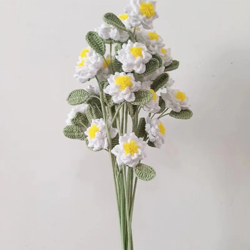 wholesale colorful  Handmade Crochet knitting woolen yarn Artificial fruit Flower Bouquet for gift