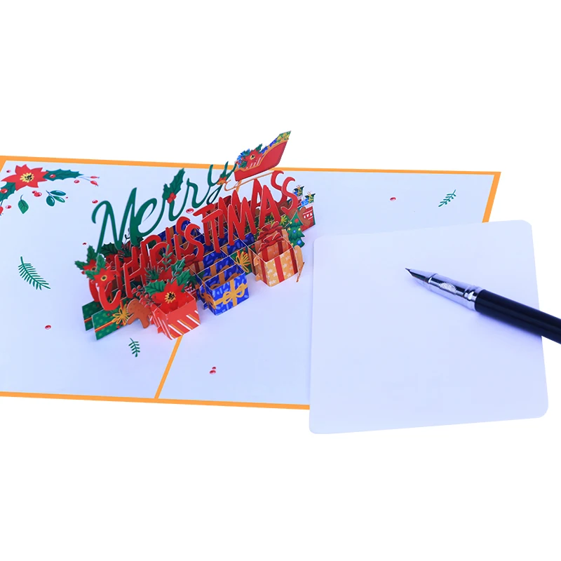 Factory Supply Customization Unique Handmade Three Dimensional Religious Meerry Christmas Gift Greeting Card with Envelope