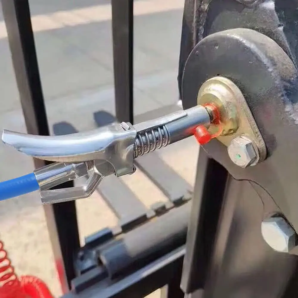 10000 PSI Grease Tool Coupler Heavy-Duty Quick Lock and Release Double Handle Stainless Steel NPTI/8 Leak-Free Grease Tool Tip