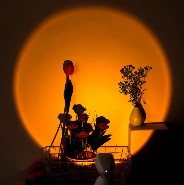 
Romantic Visual LED Light Night Light LED Rainbow Sunset Projector Lamp Touch Control For Indoor Decoration Robot Type 