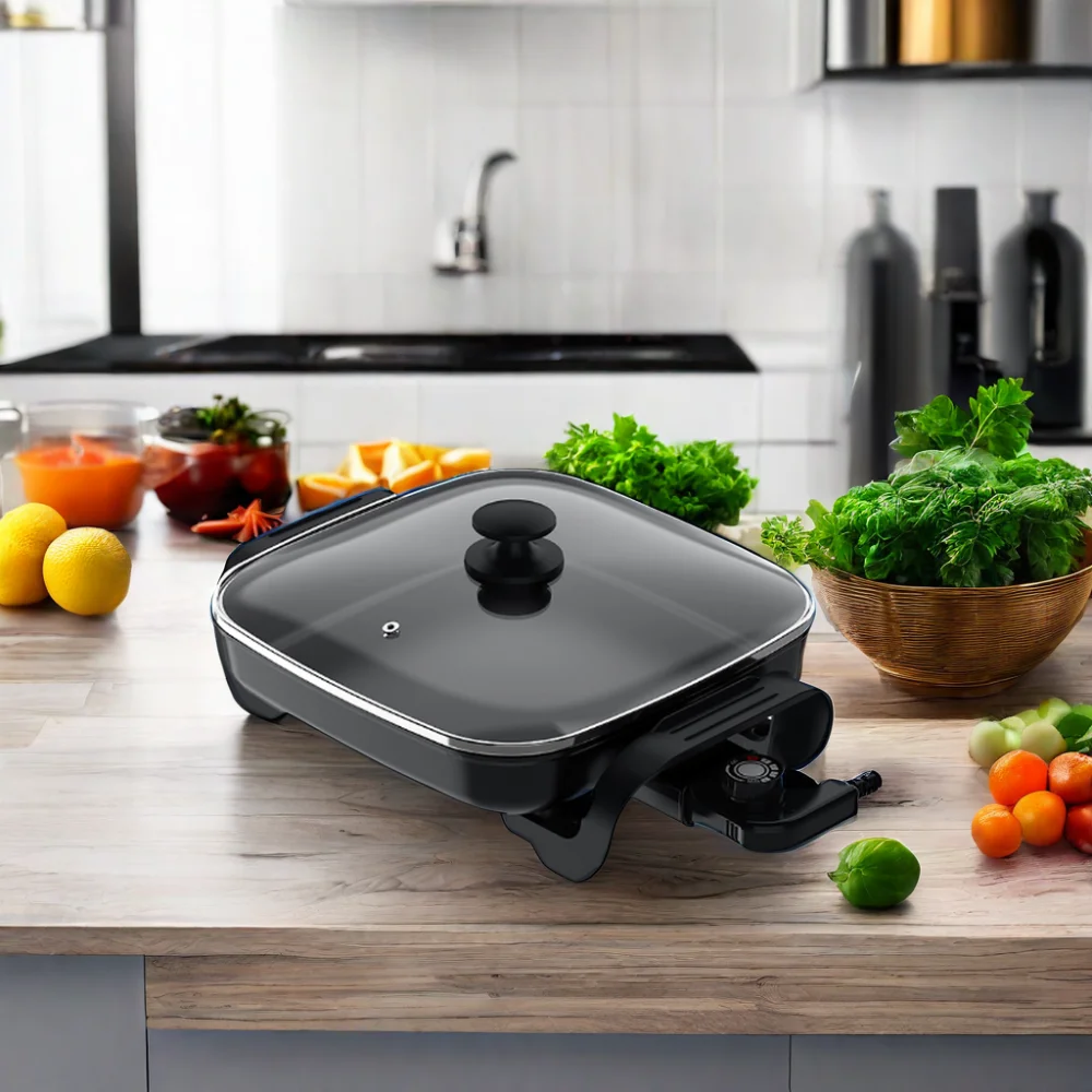 New Portable Korean Style Electric Skillets Multi Purpose Household Square Electric Hot Pot Cooker With Non-stick Coating