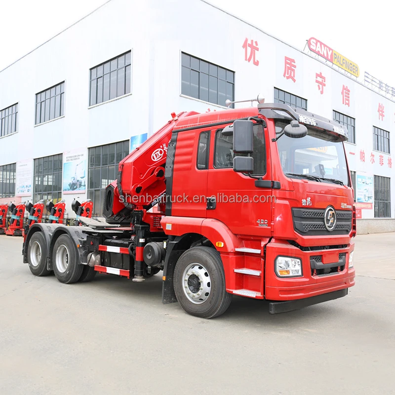 6x4 SHACMAN Tow Tractor With Shenbai 30 Ton Knuckle  Boom Crane    (EURO 5  LHD)
