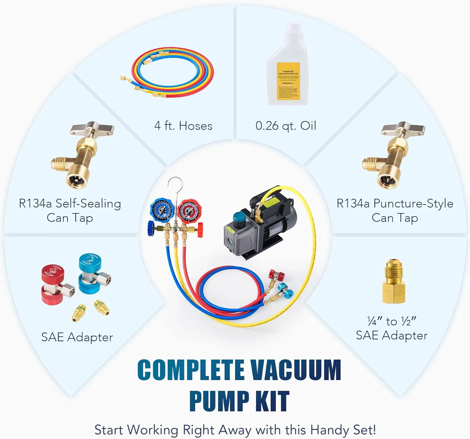 PBMT 4.5CFM 110V Vacuum Pump Kit include Vacuum Pump And Manifold Gauge Vacuum Pump Set
