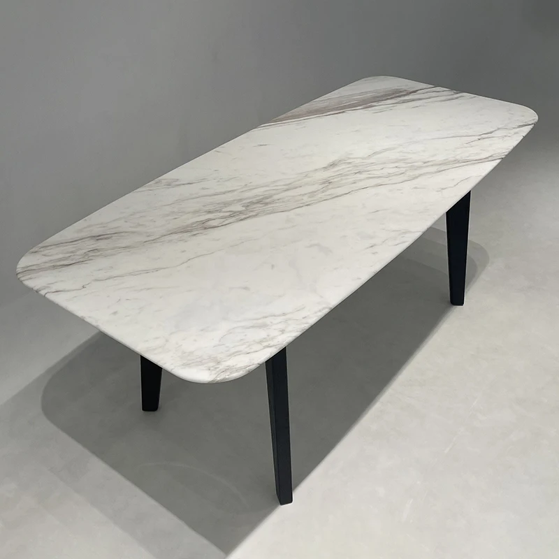 Nordic Dining Room Furniture Italy Imported Solid Wood Ash Table Legs Cream White Nature Marble Top Luxury Dinning Table Modern