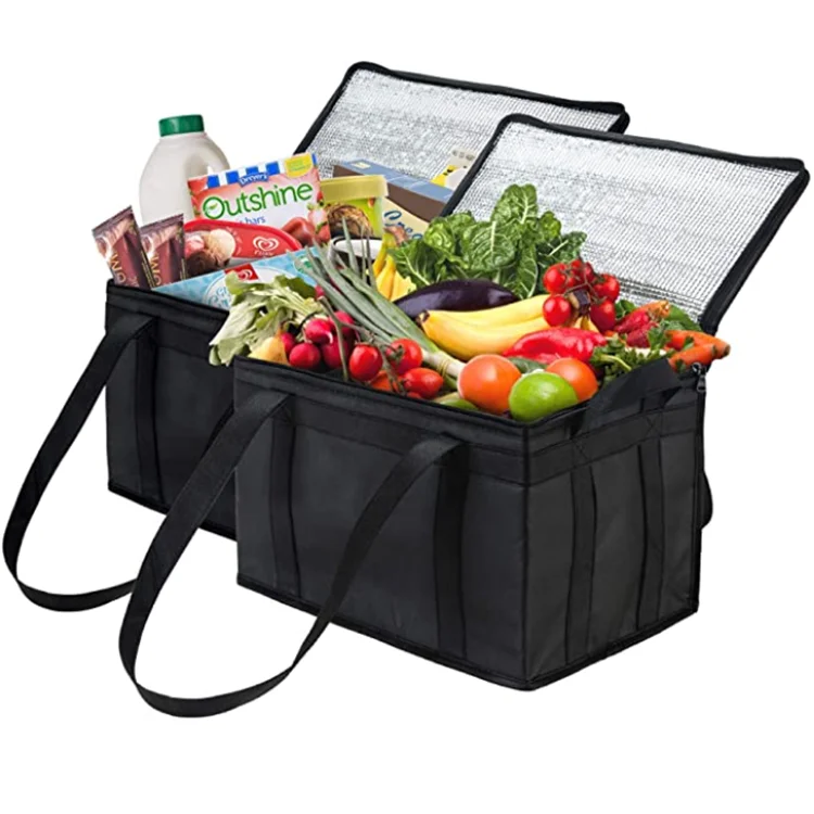 Insulated Reusable Grocery Ice Cooler Bags, Foldable Freezer Food Delivery Bag,Thermal Insulation Fabric For Cooler Bag