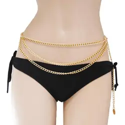 Bohemian Retro Style Multilayer Alloy Waist Chain Body Chain for Women Round Pendant Belly Chain Jewelry